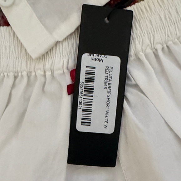 NWT Motel Rocks Set White Cotton Tank & Short with Red Trim - Picture 3 of 3